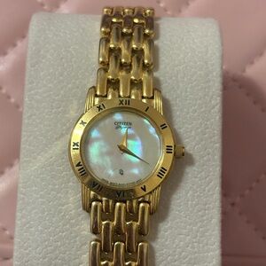Citizen Women's Gold Watch with Mother of Pearl Dial
